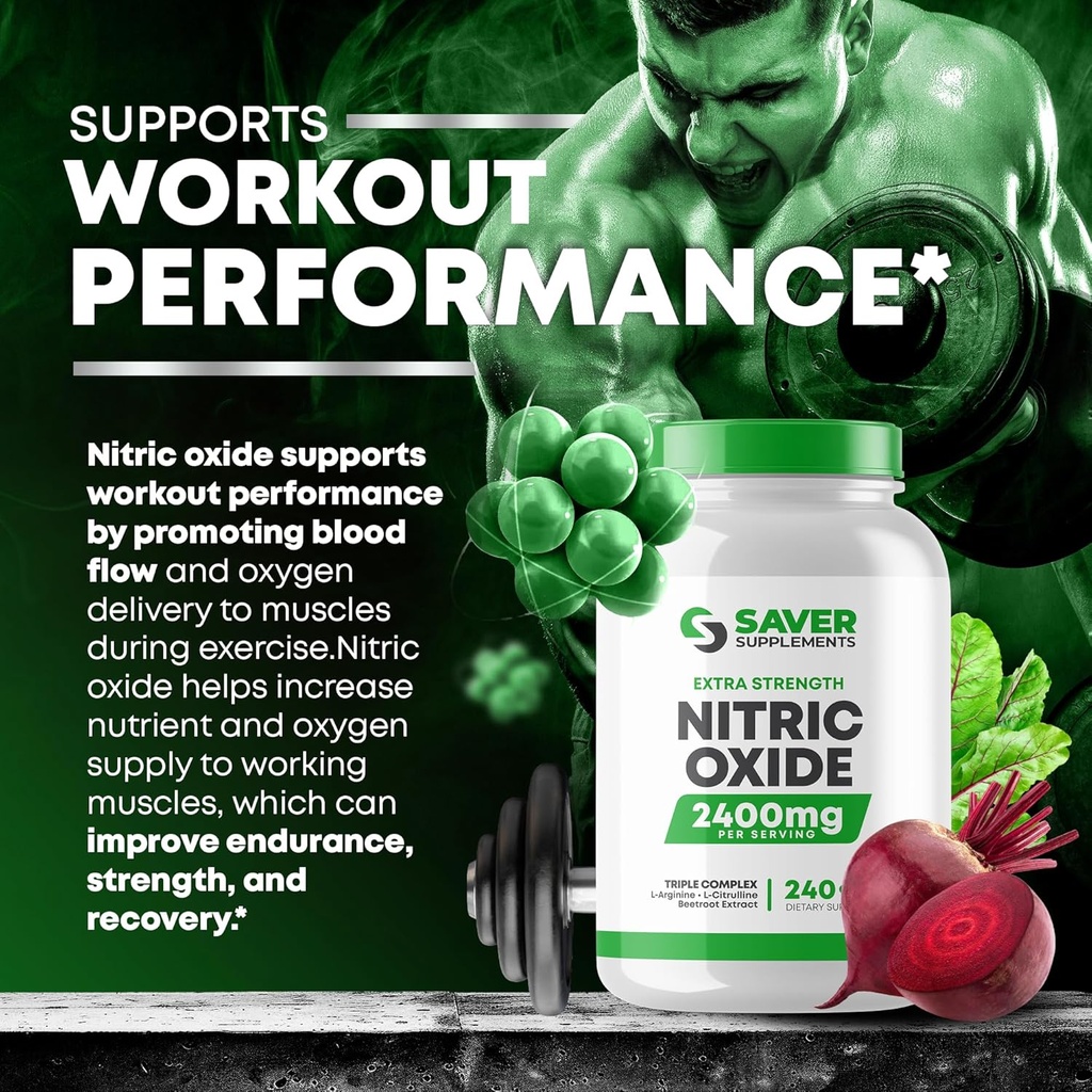 Nitric Oxide Supplement 2400mg with L-Arginine, L-Citrulline and Beet Root Extract, 240 Capsules 6