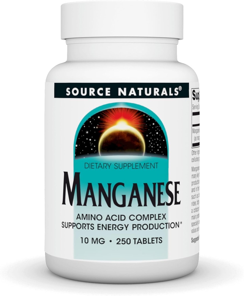 Source Naturals Manganese 10mg Amino Acid Chelate Supplement - 100 Tablets (Pack of 2) 2