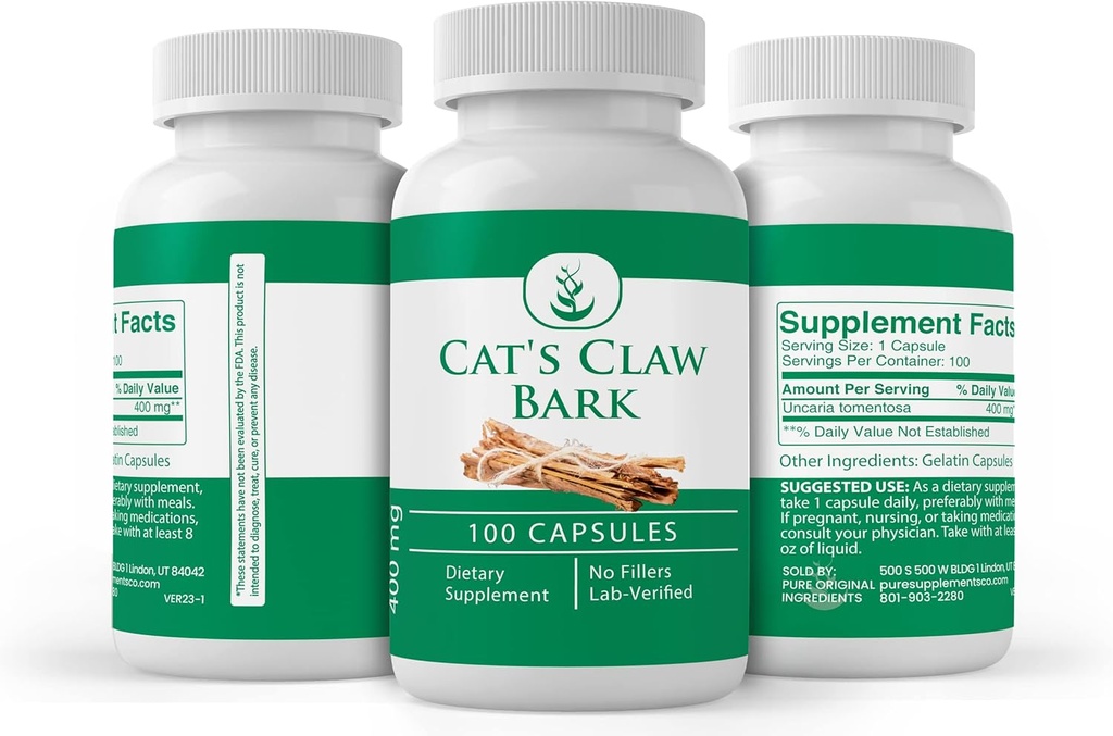 Pure Original Ingredients Cat's Claw Bark, (100 Capsules) Always Pure, No Additives Or Fillers, Lab Verified 5