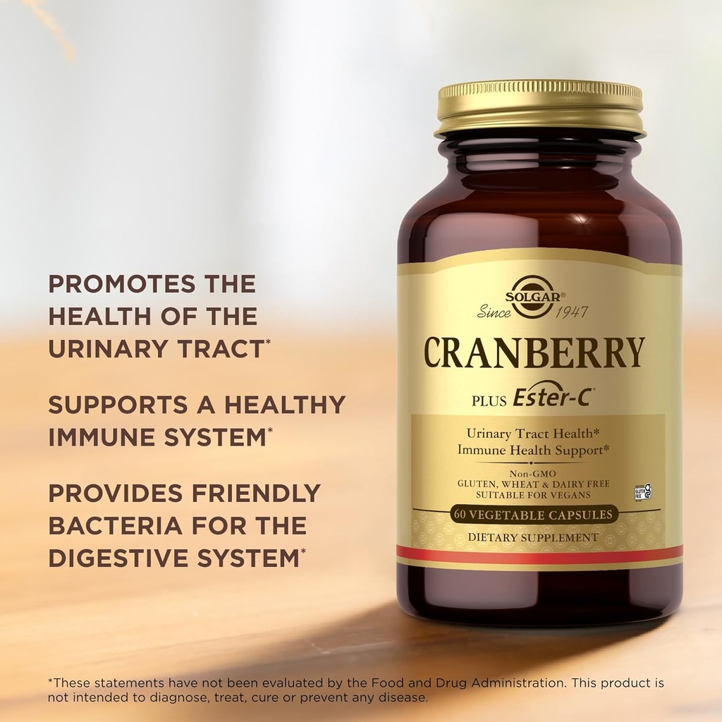 Solgar Cranberry Plus Ester-C - 60 Vegetable Capsules - Supports Urinary Tract & Immune Health - Non-GMO, Vegan, Gluten Free - 30 Servings 6