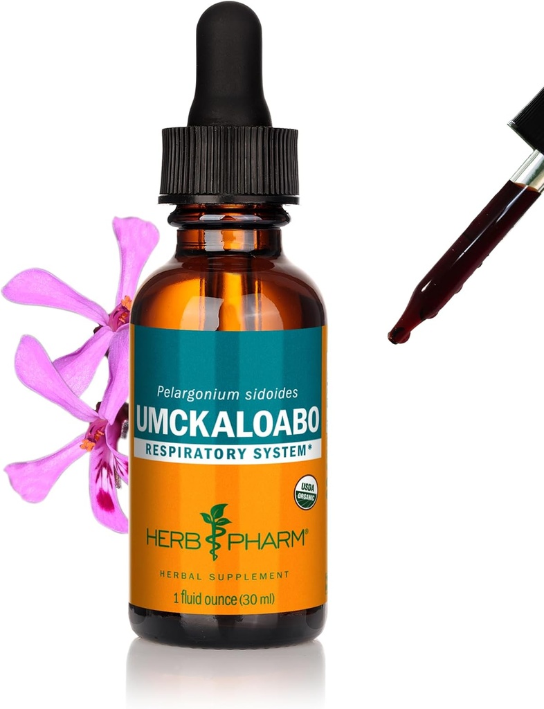 Herb Pharm Certified Organic Umckaloabo Liquid Extract for Respiratory System Support, 1 Fl Oz 2