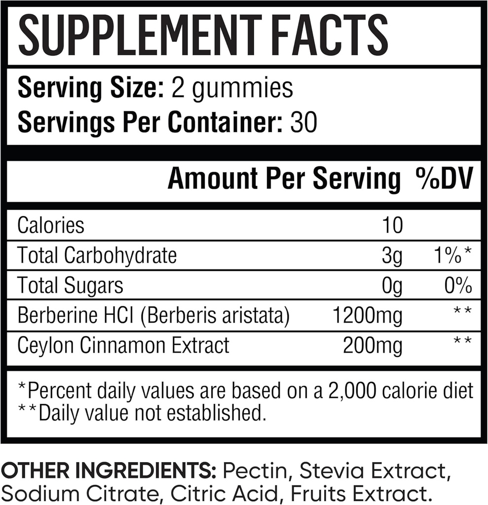 Berberine with Ceylon Cinnamon Gummies 1200mg - Berberine Supplement - Sugar-Free, Non-GMO, Vegan - 60 Gummies (Sugar-Free Pineapple V1) 6