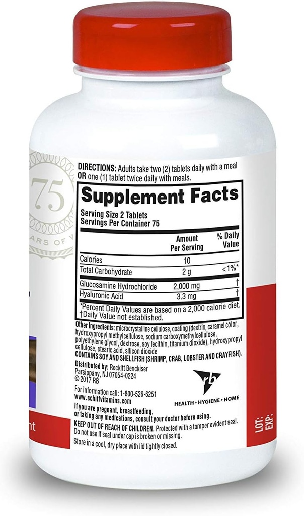 Schiff Glucosamine with Hyaluronic Acid, 2000mg Glucosamine, Joint Care Supplement Helps Lubricate & Protect Joints*, 150 Count (Pack of 2) 3