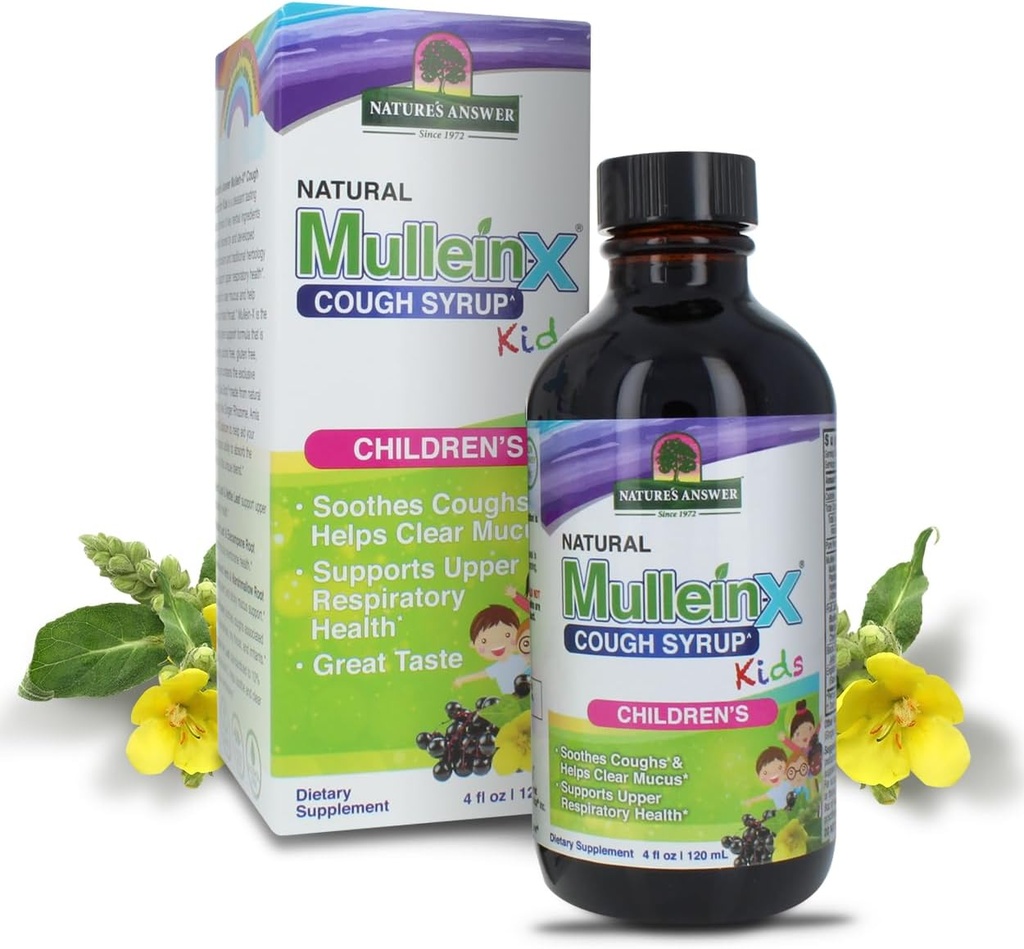 Nature's Answer Mullein X Kids Cough Syrup 4 Ounce - Soothes Coughs, Clears Mucus, Respiratory & Lung Support, Non GMO, Gluten Free, Non Drowsy, Mucus Relief - Natural Honey Flavor 2