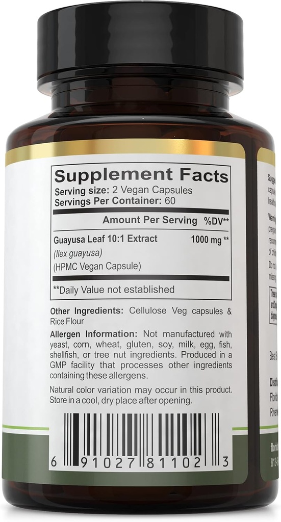Florida Herbal Pharmacy, Guayusa Leaf Extract Supplement Capsules 4