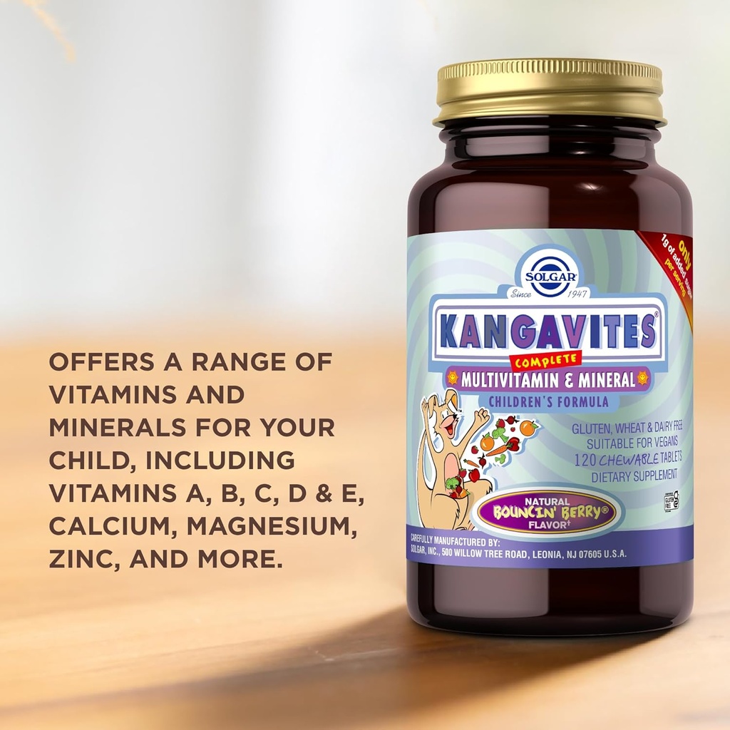 Solgar Kangavites, Bouncin’ Berry Flavor - 120 Chewable Tablets - Complete Multivitamin & Mineral Formula for Children - Vegan, Gluten Free 6