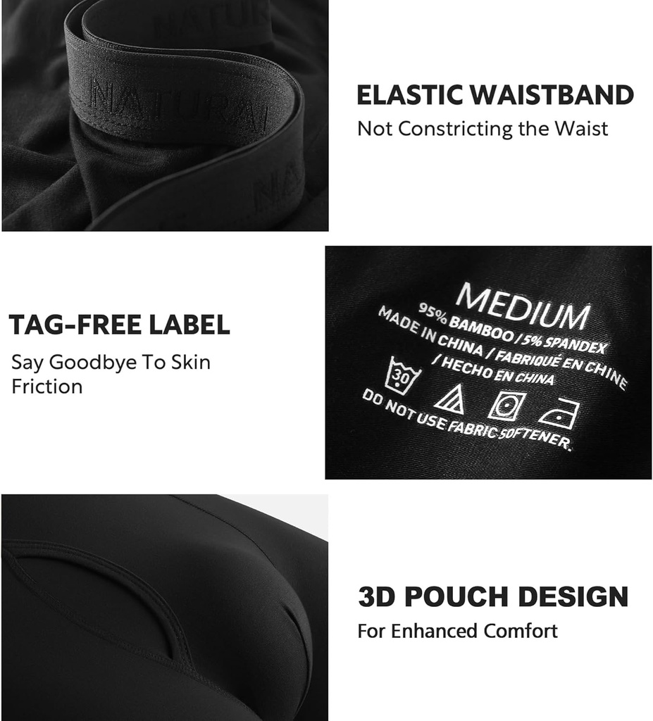 Natural Feelings Men's Underwear Viscose from Bamboo Boxer Briefs Underwear Pack for Men 5