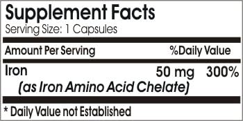 Iron Chelate 50mg ~ 100 Capsules - No Additives ~ Naturetition Supplements 3
