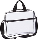 Clear Portfolio Briefcase Messenger Bag with Handles Work Document Storage Holder Transparent Travel File Organizer with Front Zipper Pouch & Pen Pocket On Side 2