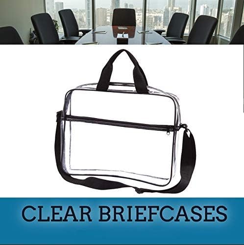 Clear Portfolio Briefcase Messenger Bag with Handles Work Document Storage Holder Transparent Travel File Organizer with Front Zipper Pouch & Pen Pocket On Side 3