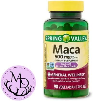 Generic Spring Valley Maca Root 500mg Capsules, Organic Maca Root for Women and Men, Dietary Supplement, 90 Vegetarian Capsules + DRI Store +Sticker 2