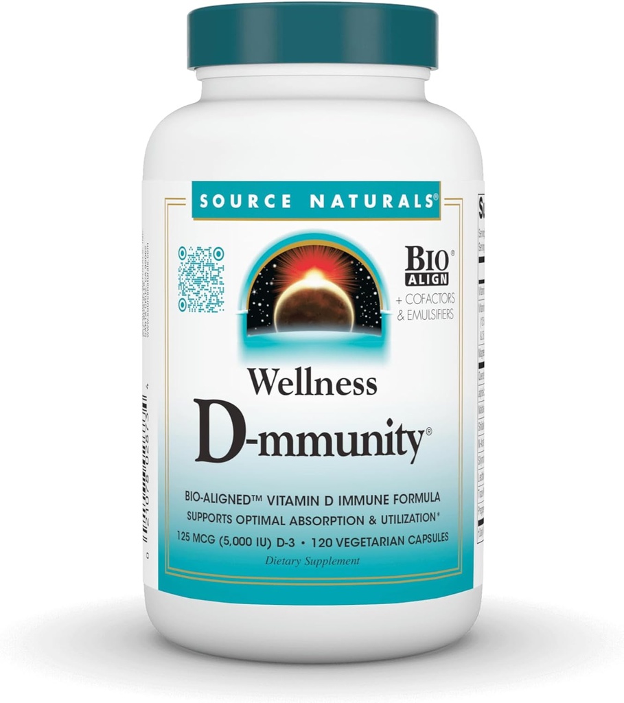 Quelle Naturals Wellness D-Mmunity, Bio-Aligned Vitamin D Immunformel, unterstützt optimale Absorption und Nutzung* - 120 Vegetarische Kapseln