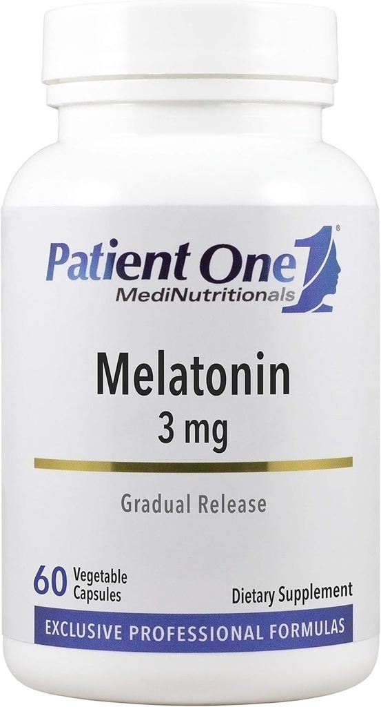 Patient One Melatonin 3 mg Extended Release | Ergänzung zur Erholung Schlaf und Entspannung* | Natürliche Schlafhilfe | 60 Kapseln
