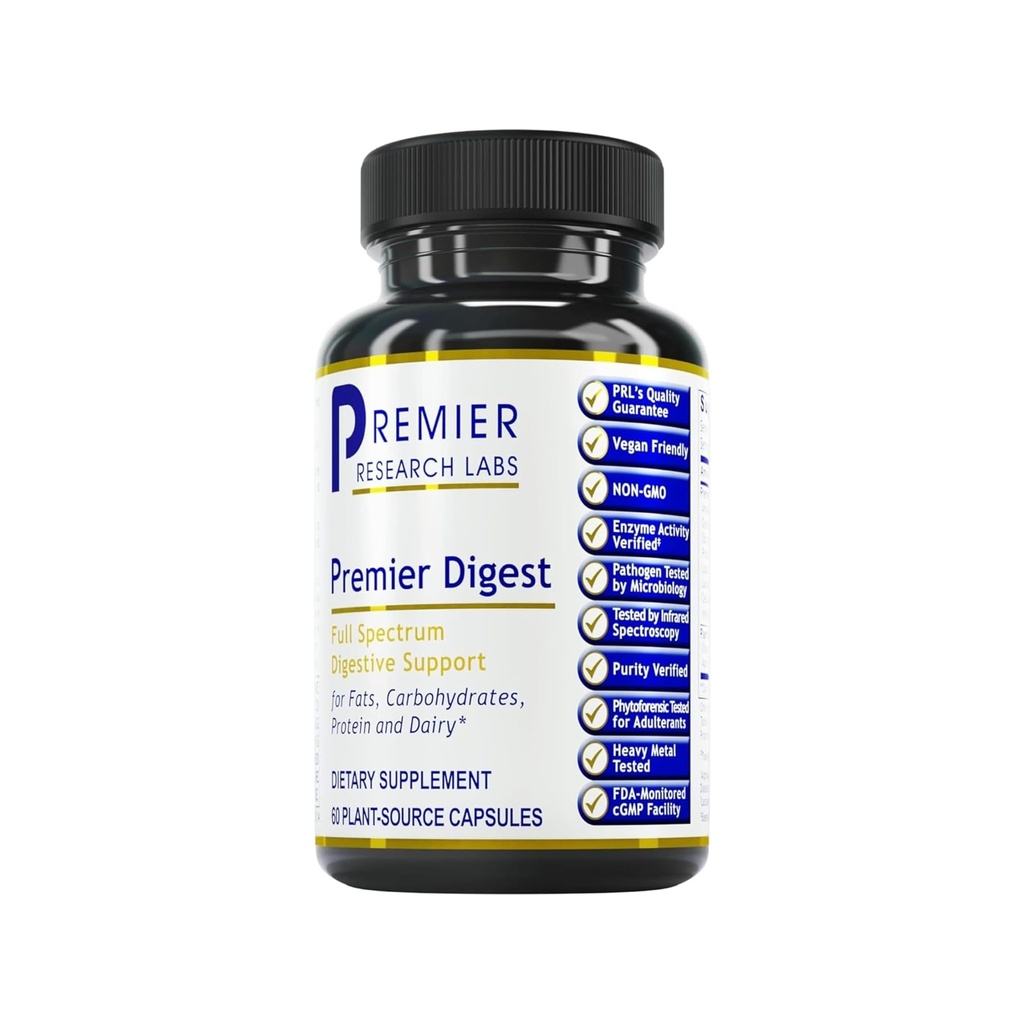 Gli enzimi digestivi attivi dei laboratori di ricerca Premier con probiotici e prebiotici - promuove il supporto digestivo a spettro completo - con Amylase, Protease & Lipase, 60 capsule vegetali