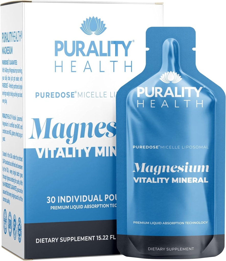 Purality Health Magnesium, Micelle Liposomal, Enhanced Absorption, Magnesium Bisglycinate, Vegan, Easy to Take Pouches, 30 Day Supply