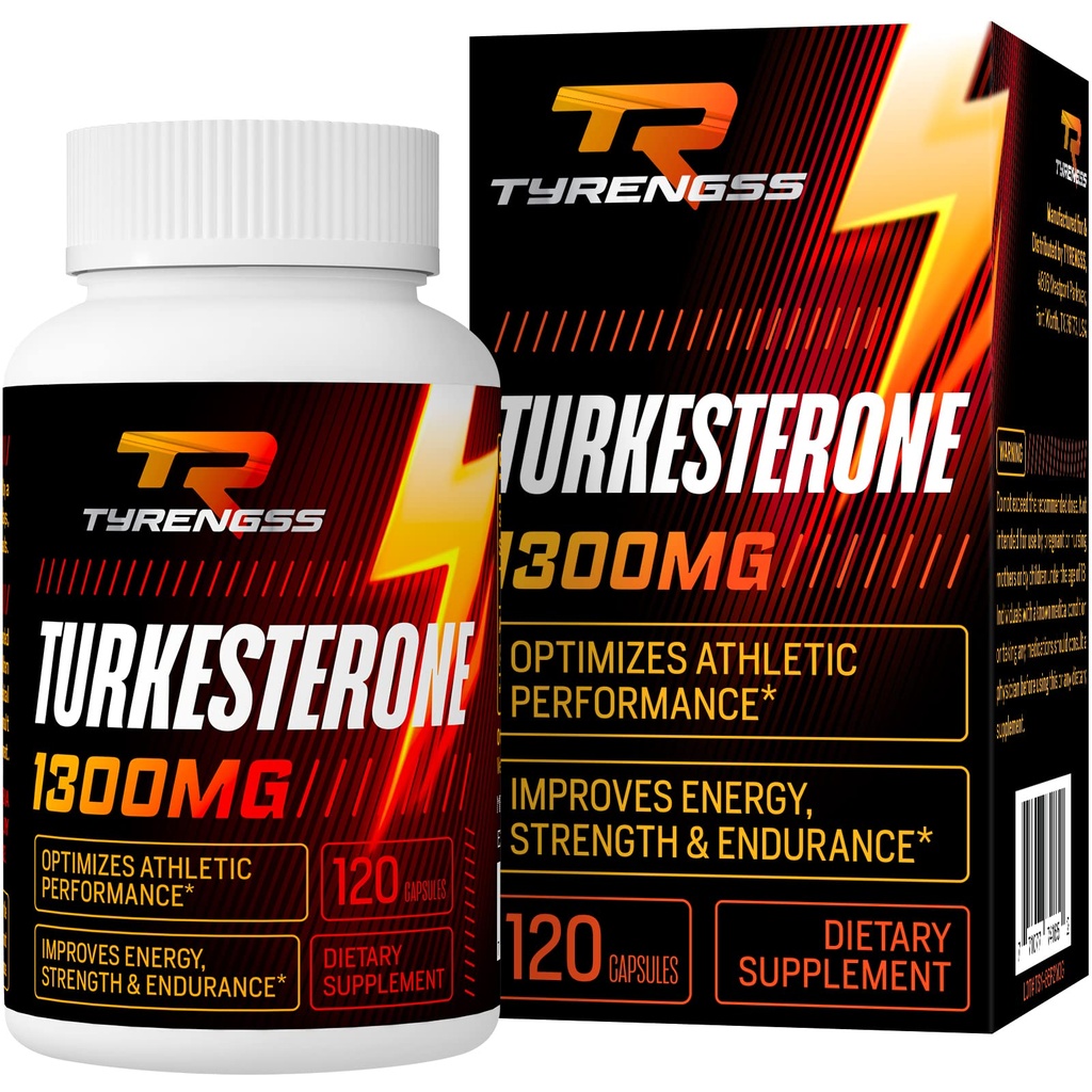 Testosteron Booster, Turkesterone Ergänzung 1300mg Ultra High Strength (Ajuga Turkestanica Extrakt Std. zu 20% Testosteron), für sportliche Leistung & Muskelmasse, 120 Kapseln