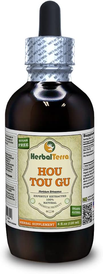 HOU TOU Gu (Hericium Erinaceus) Tincture, Dried Mushroom Liquid Extract (Markenname: HerbalTerra, Proudly Made in USA) 4 fl.oz (120 ml)