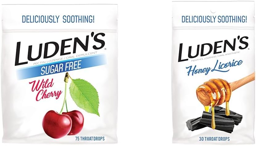 Ludens Cerise sauvage sans sucre gouttes de gorge, 75 Compte et gouttes de réglisse de miel, 30 Compte