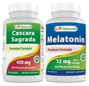 Migliori naturali Cascara Sagrada 450 mg & Melatonin 12 mg