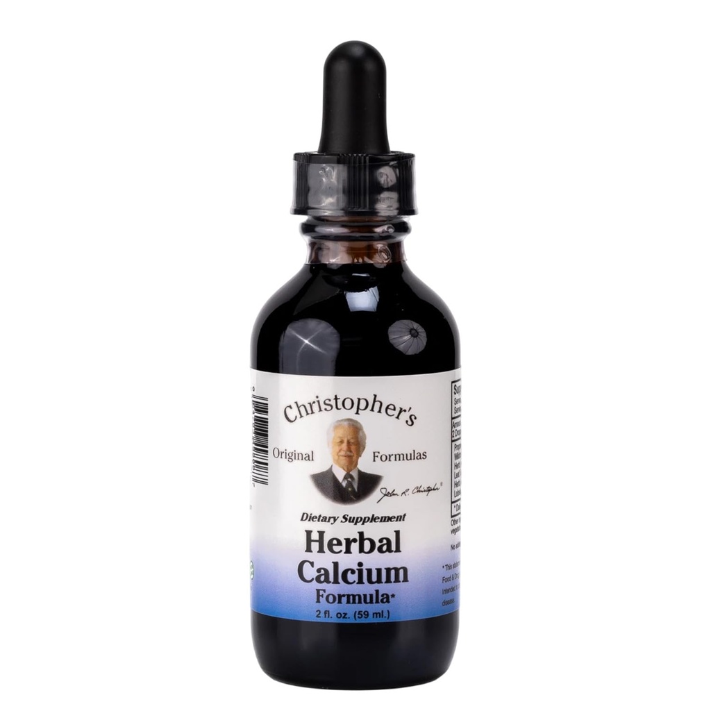 Formules originales de Christopher Extrait de calcium à base de plantes, soutien à la santé des os naturels, 2 oz