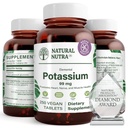 Natural Nutra Elemental Kalium Gluconate 99 mg Nahrungsergänzung – Fördert Energie, fördert Nervous System, fördert Herzgesundheit, Mineralverordnung, Muskelfunktion - 250 Vegan Tabletten