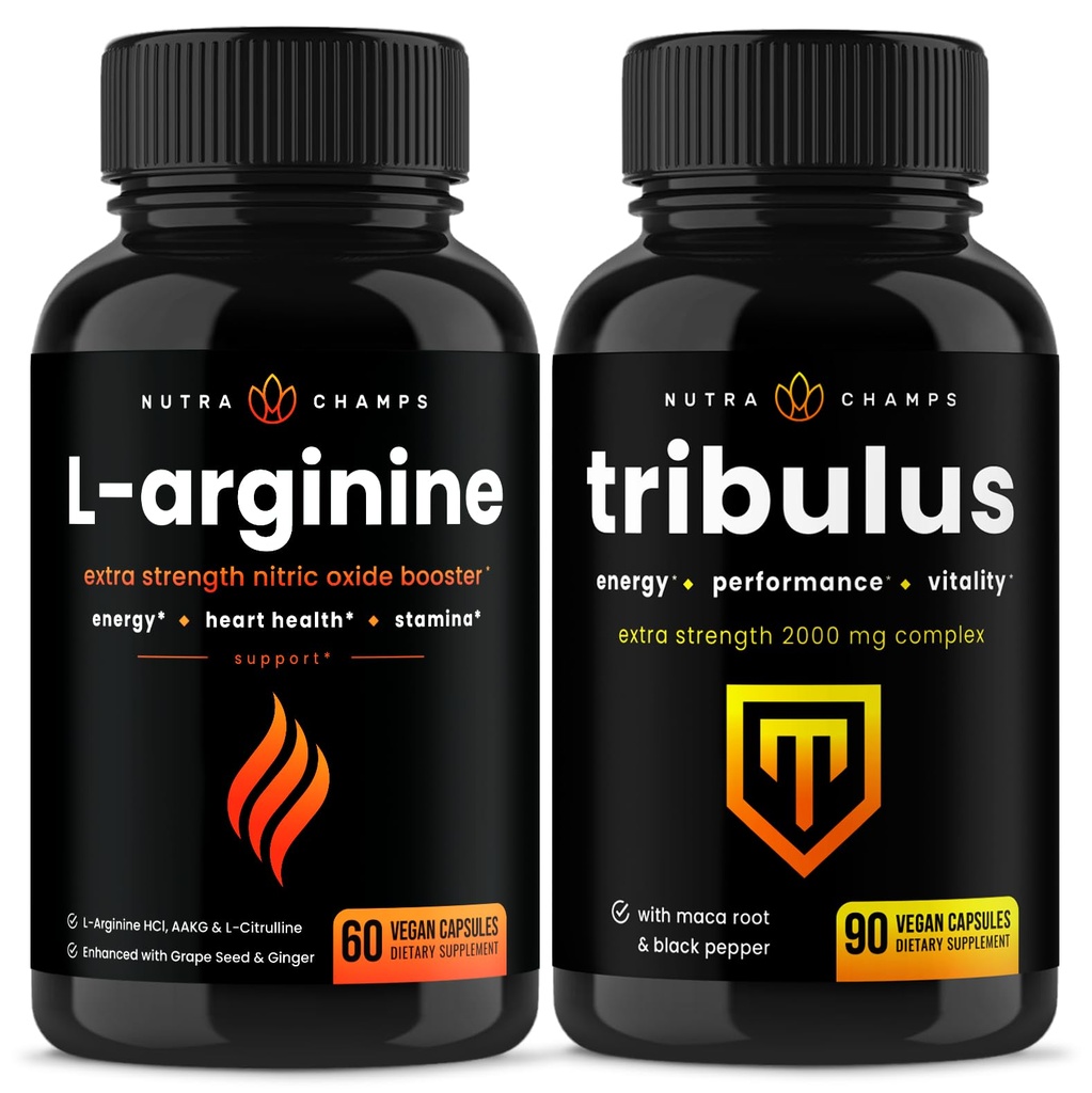 NutraChamps L-Arginin Kapseln und Tribulus Kapseln 2 Packung Bundle