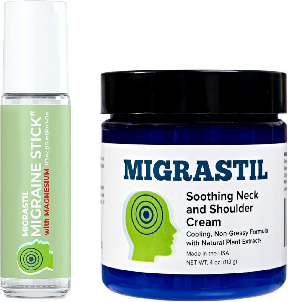 Migrastil Migraine Stick con Magnesio e lenitivo collo e spalla crema Bundle