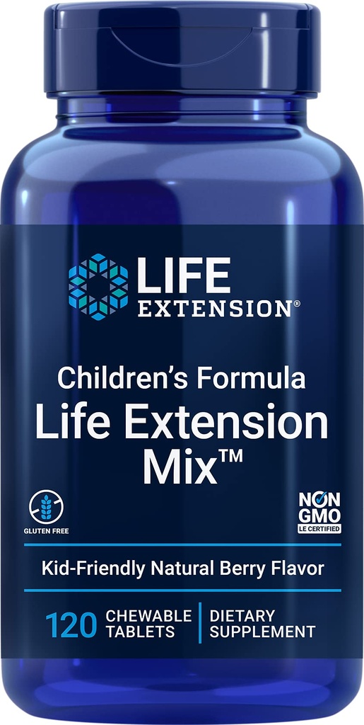 Formula MixTM per bambini, multivitaminico per bambini, 18 vitamine e minerali essenziali, Aroma di bacche senza aggiunta di saccarosio, senza glutine, non OGM, 120 compresse masticabili