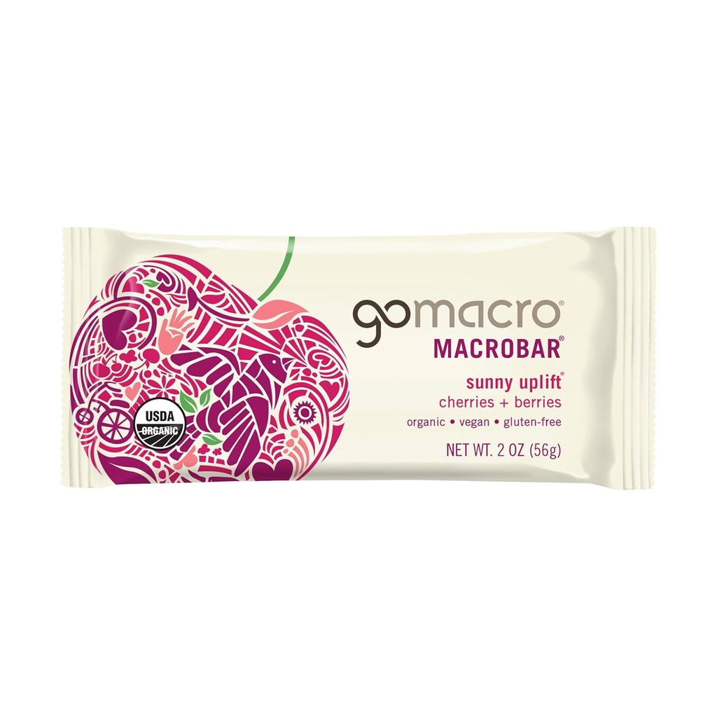 Gomacro, Bar Sunny Uplift Kirschen Beeren Bio, 2 Unze