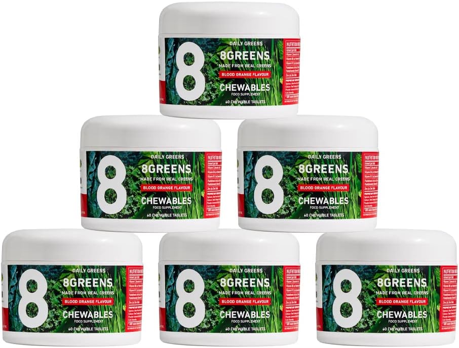 8Greens World's First Green Chewable Fatto da verdi reali per sostenere l'immunità e l'energia, Greens Powder (Pack of 6)
