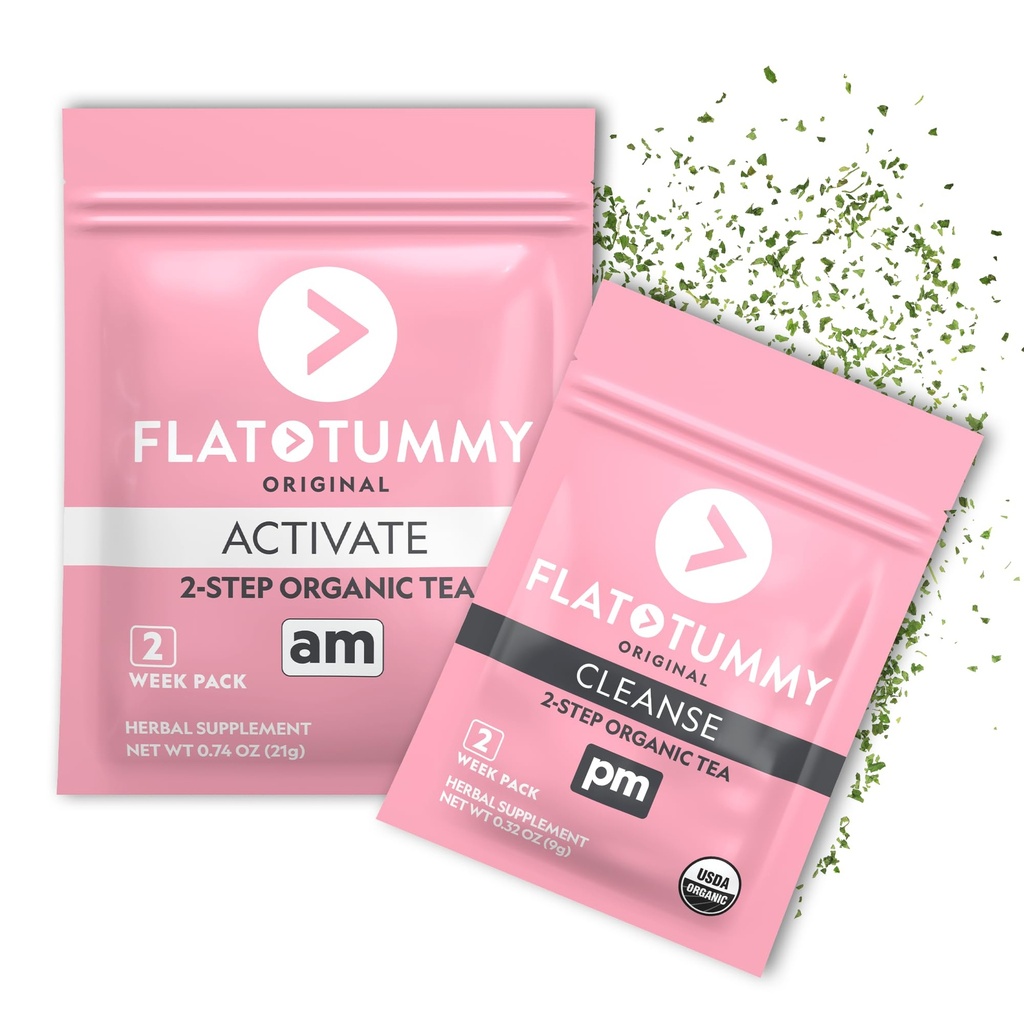 Tummy piatto Detox Tea (2 Programma settimanale) – 2-Step Detox Tea per aumentare l'energia e ridurre il Bloating* - Tutto naturale Detox Cleanse w / tè verde, Lemon Balm, Dandelion, Fennel, & More - Supporto digestione