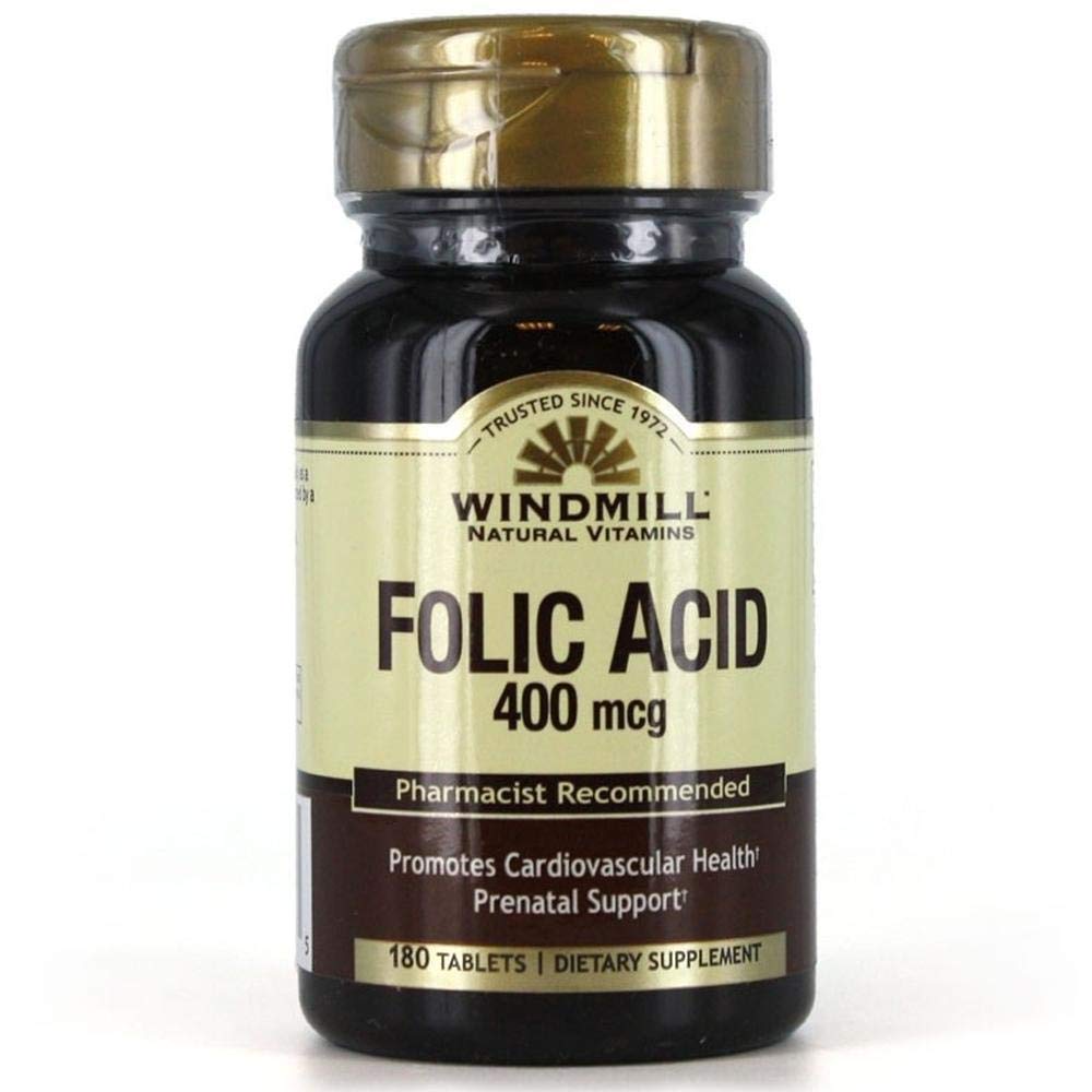 Tavolette di acido folico del mulino a vento 400 Mcg - 180 Ea