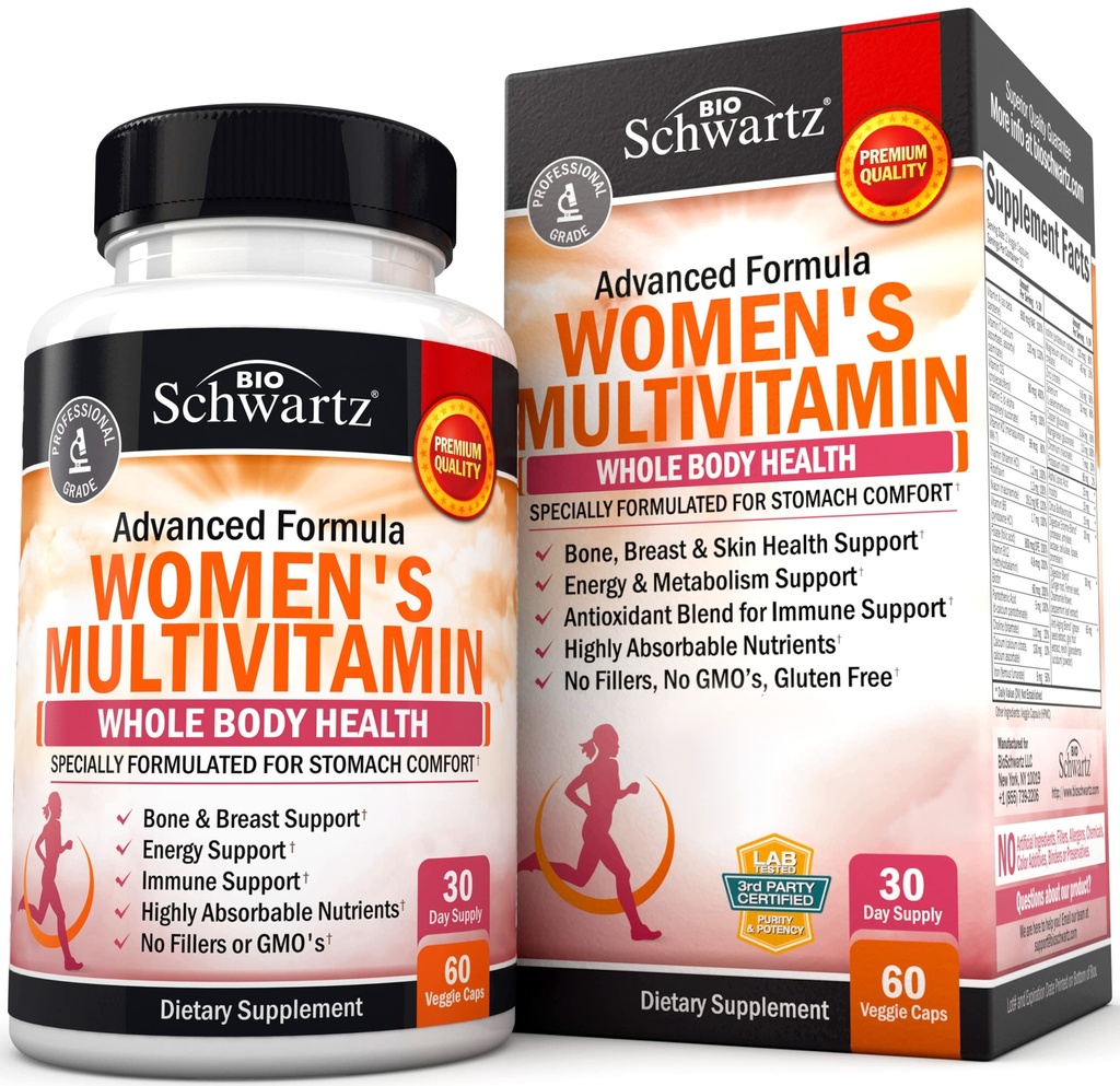 Multivitamina per le donne con vitamina D3 - Multivitaminici per l'energia mista della pelle del seno - Vitamine per il supporto dell'immunità - Sistema immunitario Boost Difesa Immune naturale - Integratore di supporto congiunto - 60Ct