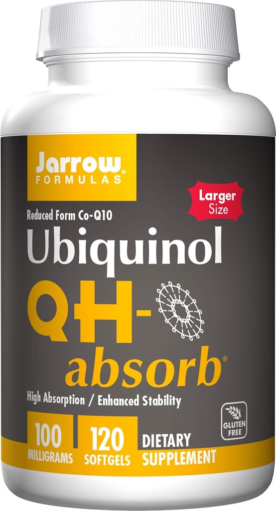 Jarrow Formulas QH-absorb 200 mg - 120 Softgels - Hohe Absorption Co-Q10 - Aktive Antioxidante Form von Co-Q10 - Unterstützt Mitochondriale Energieproduktion und Herz-Kreislauf-Gesundheit - Bis zu 120 Portionen