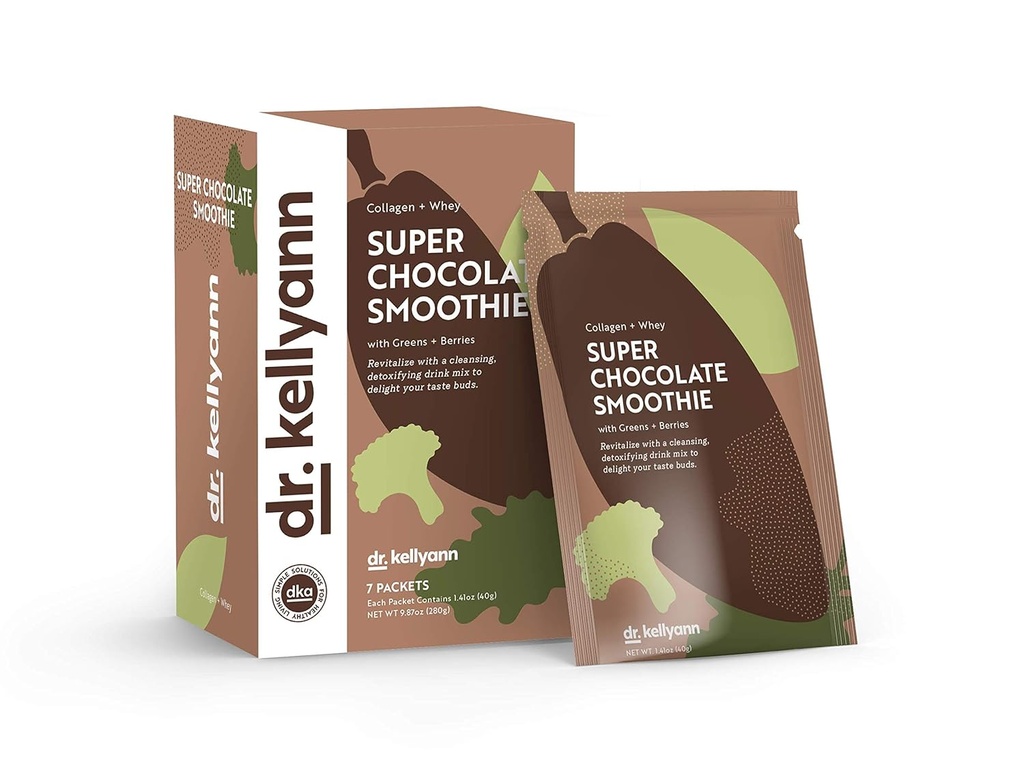 Dr. Kellyann Super Chocolate Collagen Smoothie (7 Serve) – Protein Shake, Keto & Paleo-Friendly, Supports Skin & Gut, 1 Pack