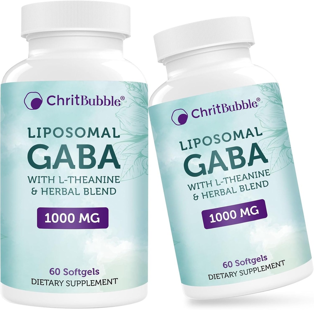 Liposomal GABA Integra 1000mg con L-teanina 200mg, ad alto assorbimento, Ashwagandha,Chamomile,Tart Cherry Herbal Supplement per adulti,120 Softgels, Non-OGM,Gluten Free
