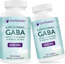 Liposomal GABA Integra 1000mg con L-teanina 200mg, ad alto assorbimento, Ashwagandha,Chamomile,Tart Cherry Herbal Supplement per adulti,120 Softgels, Non-OGM,Gluten Free