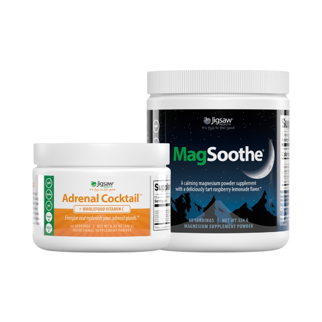 Jigsaw Health Bundle | Adrenal Cocktail, 60 Servierungen (Jar), und MagSoothe (Raspberry Lemonade), 60 Servierungen (Jar)