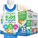 Orgain Organic Kids Nutritional Protein Shake, Vanilla, Healthy Kids Snacks, 8g Dairy Protein, 3g Fiber, 22 Vitamine & Minerali, Nessun Soia ingredienti, Gluten Free, Non OGM, 8.25 Fl Oz (Pack of 12)