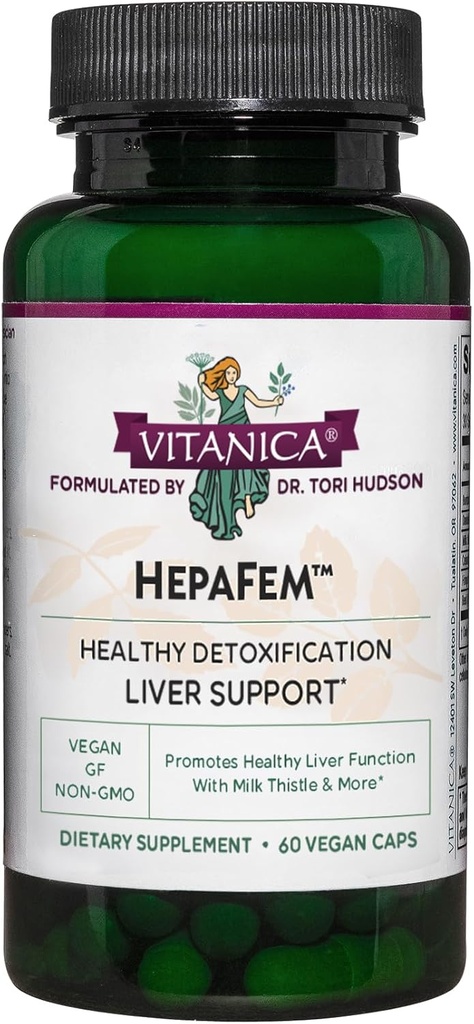 Vitanica, Hepafem, Supporto per la pulizia del fegato, Vegan/Vegetarian, 60 capsule