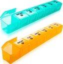 2-Pack Large Weekly Pill Organizer,7 Day Pill Cases Organizers Una volta al giorno,Am Pm Pill Container 14 Compartment,Daily Vitamin Pill Box Dispenser 1 settimana,Medication Aid Organizer Box per supplemento