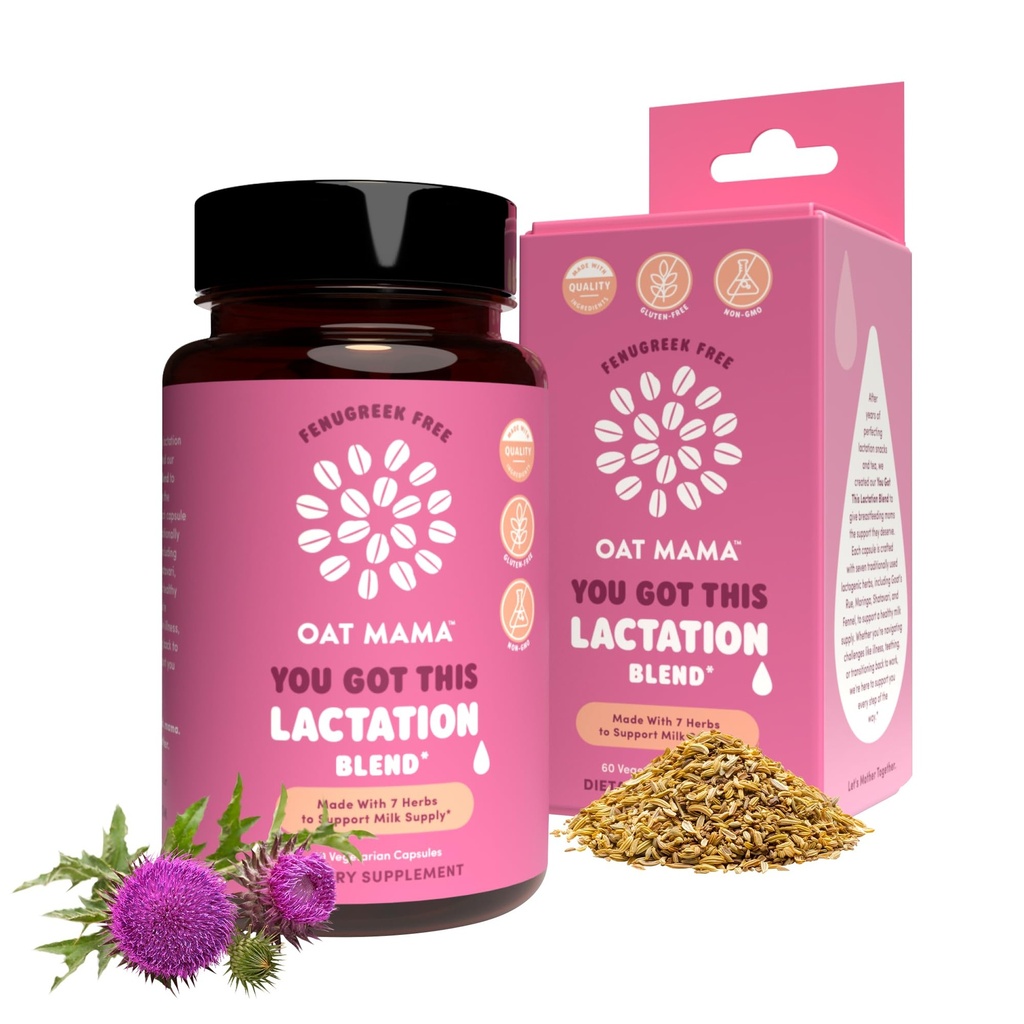 OAT MAMA Organic Lactation Supplement - 'You Got this' Fenugreek-freie Kräuterergänzung mit Milchdistel, Shatavari & Moringa - Postpartum Lactation Unterstützung für stillende Mütter