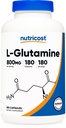 Nutricost L-Glutamina 800mg, 180 Capsule - Senza glutine, Non OGM