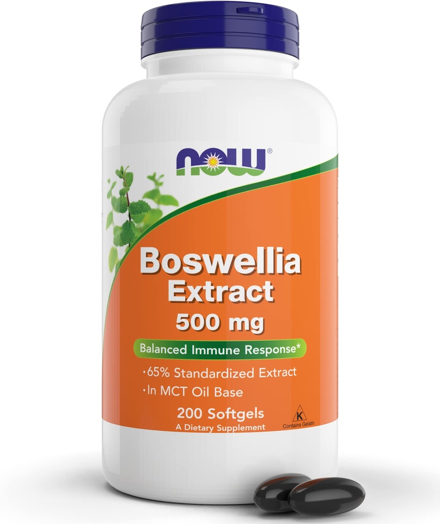 Maintenant Boswellia Serrata Extrait 500 mg, 200 Softgels - Gum résine dans MCT Oil Base - Supplément à base de plantes