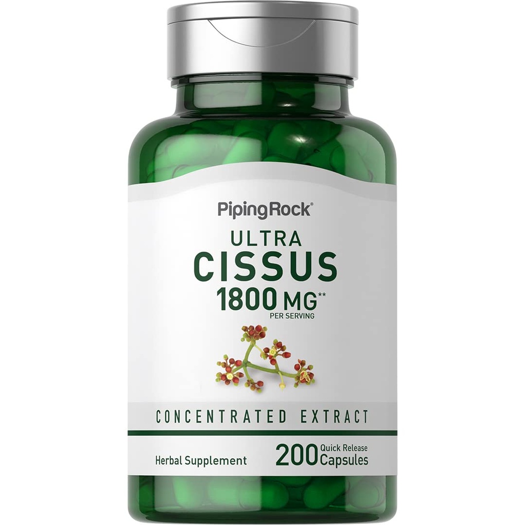 Piping Rock Cissus Quadrangularis Supplement 1800mg | 200 Kapseln | Ultra Konzentrat Kräuterextrakt | Non-GMO, Glutenfrei