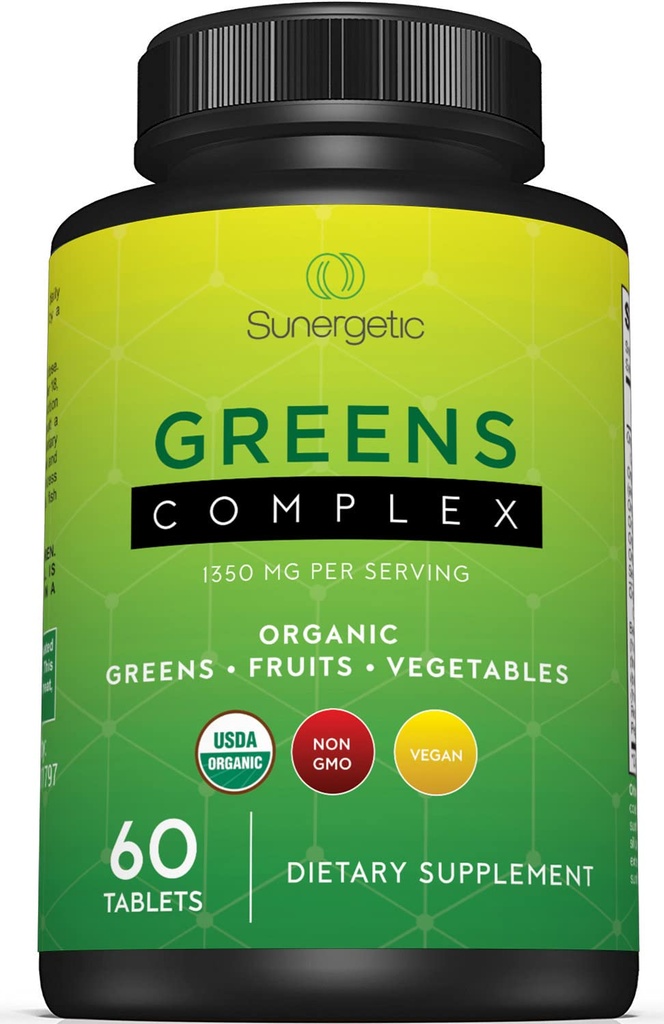 Premium USDA Organic Greens Superfood Tablets – Greens Superfood Powder Inklusive Veggies, Fruits & Polyphenole – Daily Greens Superfood Powder Supplement– 60 Greens Tablets