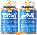 Enzimi digestivi con Probiotici Gummies, Multivitaminici, Calcio, Magnesio - Tutti 24 Essential Chewable Multi Enzimi - Papaya, Lipasi, Amylase, Bromelain - Breaking Down Carbs, Proteine, Grassi, 2Packs