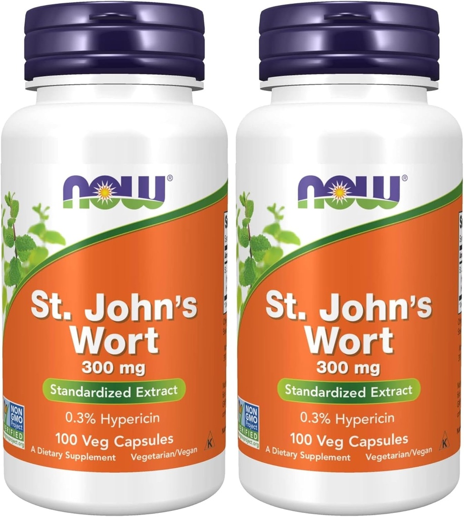 JETZT Ergänzungen, St. John's Wort (Hypericum perforatum) 300 mg, Standardisierter Extrakt, 100 Veg Kapseln (Pack von 2)