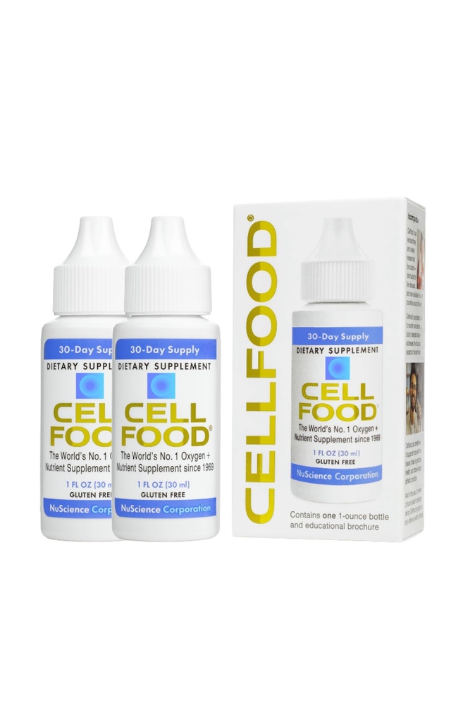 Cellfood Oxygen Boost - 1 fl oz, 2 Pack - Liquid Oxygen Supplement for Lymphatic Drainage, Altitude Sickness, Jet Lag, Fatigue, Headaches, Hangovers & Energy - Gluten Free, Cert. Kosher