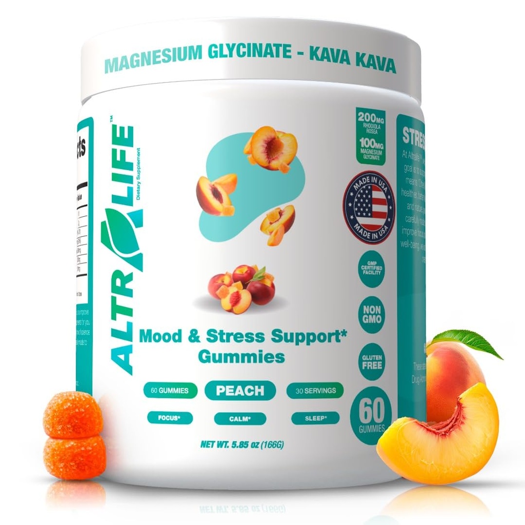 Kava Kava Gummies - Stress-Relief-Ergänzung mit Magnesium Glycinate, Rhodiola Rosea, Heiliger Basil - 30 Servierungen für ruhige Stimmung, Fokus und Schlaf-Unterstützung - Cortisol-Ergänzungen für Frauen und Männer